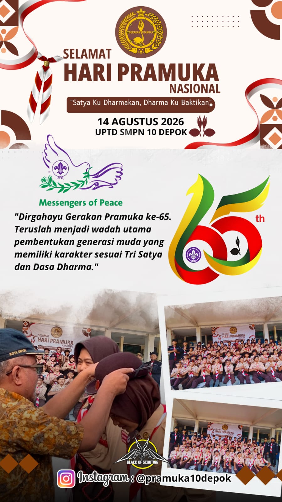 ​Peringatan Hari Pramuka Nasional ke-65 di UPTD SMPN 10 Depok
